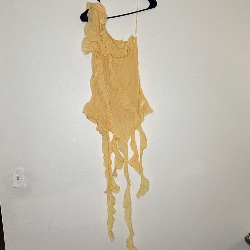 Zara Yellow Ruffled Tank Top